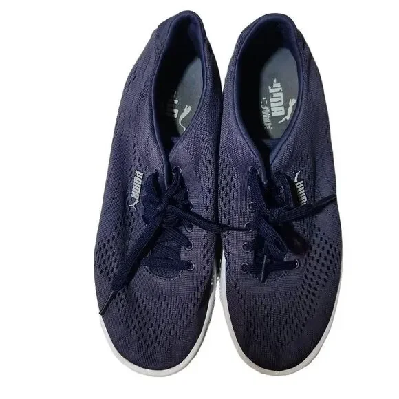 Puma Ladies Size 6.5 Blue Mesh Lo Top Sneakers - Picture 2 of 6